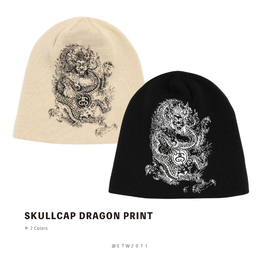 ☆ETW☆【台中店】STUSSY 25FW SKULLCAP DRAGON PRINT 龍毛帽冷帽