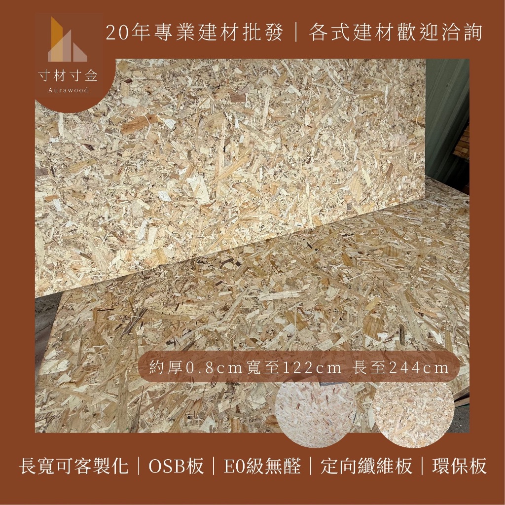 【寸材寸金】約厚0.8cm 寬至122cm 長至244cm OSB板 長寬客製化 工業風 裝潢板 定向粒片板 裝飾板 | 蝦皮購物