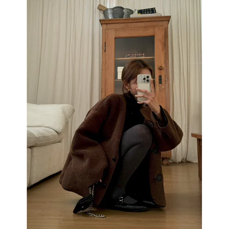 🇰🇷Nov10/ 泰迪🐻撞色毛毛外套