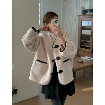 🇰🇷Nov10/ 泰迪🐻撞色毛毛外套