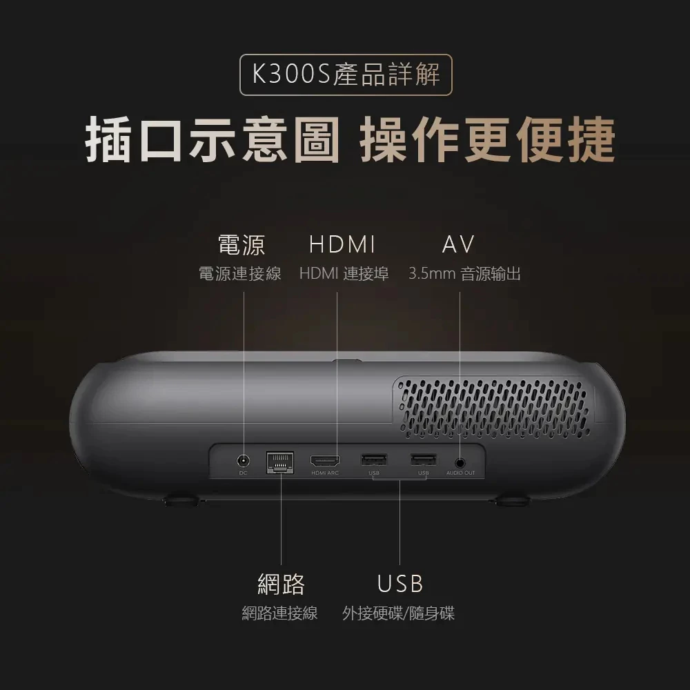 租屋族的百吋電影院：Yaber 黑鯊 K300S 超短焦雷射投影機，小坪數也能享受極致奢華