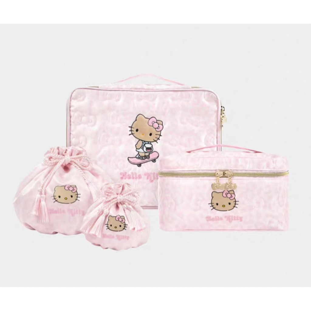 ♡【現貨】正版 曬黑黑皮 Hello kitty tbh野獸派 三麗鷗旅行收納袋 化妝包 收納包 抽繩袋 化妝箱 旅行組 | 蝦皮購物