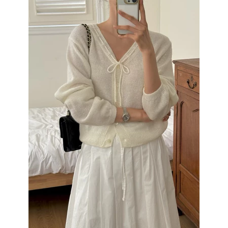 🇰🇷Oct01/溫柔色系天花板✨綁帶罩衫上衣