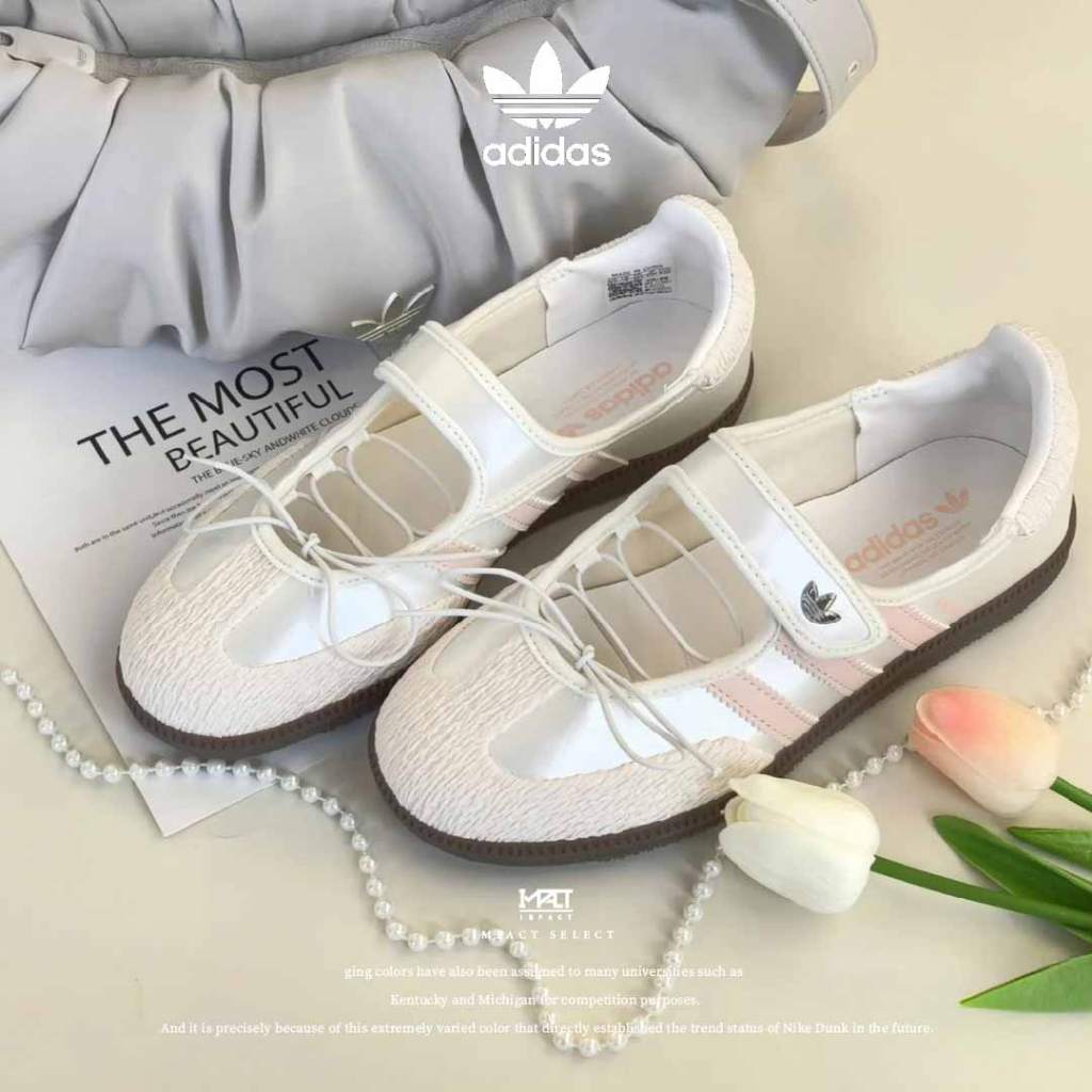 adidas originals Samba Jane 瑪莉珍德訓鞋 緞面 白粉 JR4482 | 蝦皮購物
