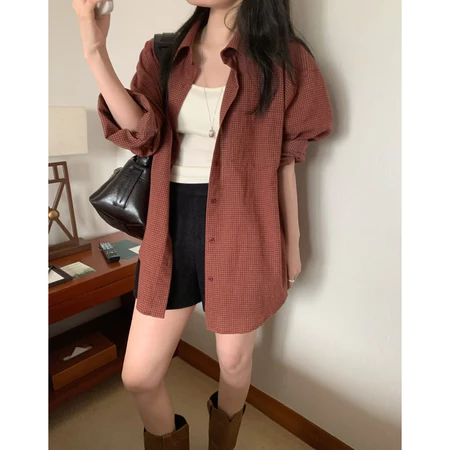 🇰🇷Nov01/百搭款🥨秋冬格紋襯衫