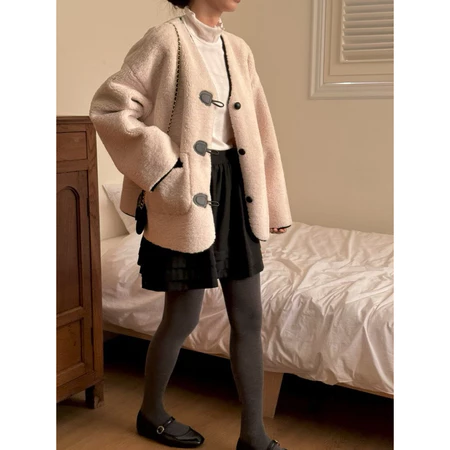 🇰🇷Nov10/ 泰迪🐻撞色毛毛外套