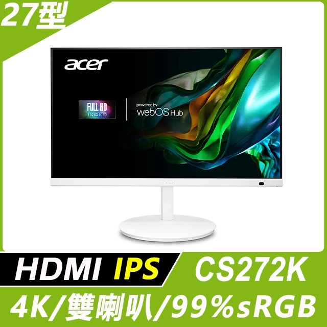 跨界神器!Acer CS272K 27吋 4K 智慧螢幕深度評測:一線搞定工作與娛樂,桌面美學與高性價比的完美交匯