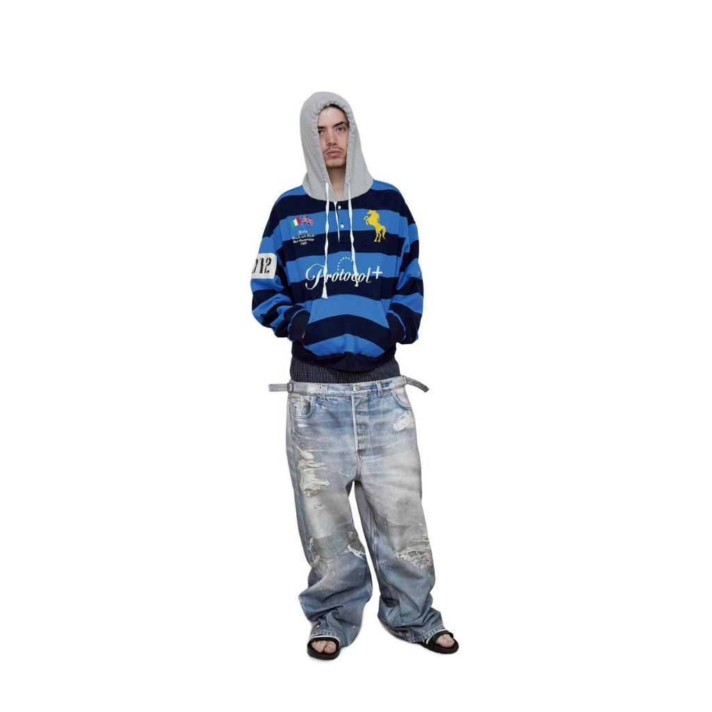 Definite』Protocol Index｜Trompeloeil Layered Pants (Blue) | 蝦皮購物