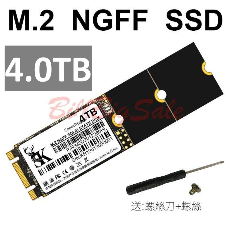 全新4TB 大容量固態硬碟(M.2 NGFF SATA SSD) 4T 2242 2260 2280 保固3