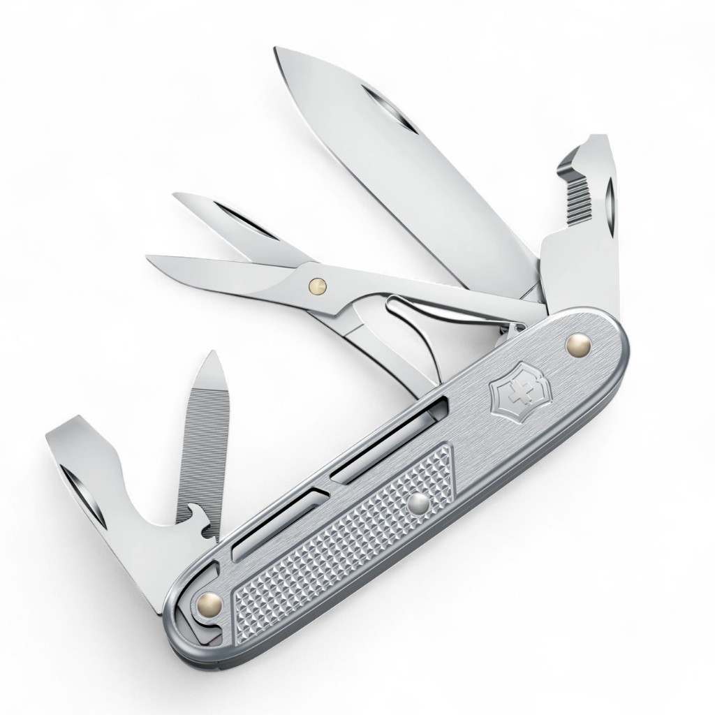 瑞棋精品名刀】Victorinox Synergy X Alox 93mm 10用鋁柄瑞士刀-銀