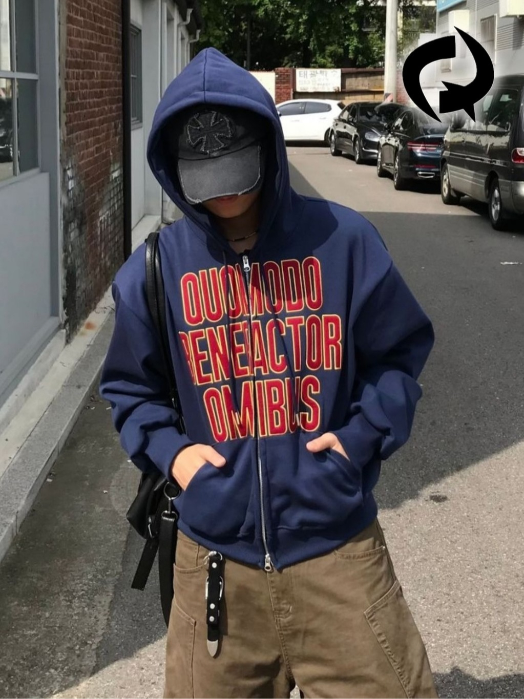 【QODi】短版 OUO厚磅連帽外套 寬鬆 落肩 鬆弛感 長袖 帽T 外套 韓國代購 韓國男裝 男女可穿 | 蝦皮購物