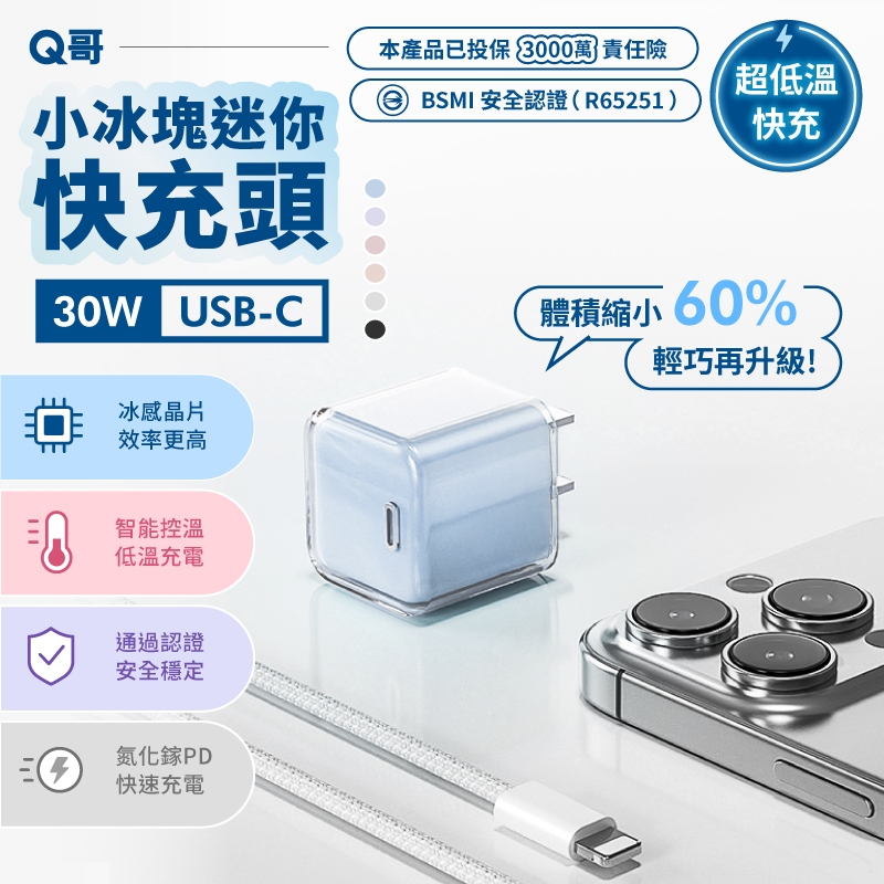 Q哥 30W 小冰塊快充頭評價：值不值得買？規格、適合族群與缺點一次看 (4/14)