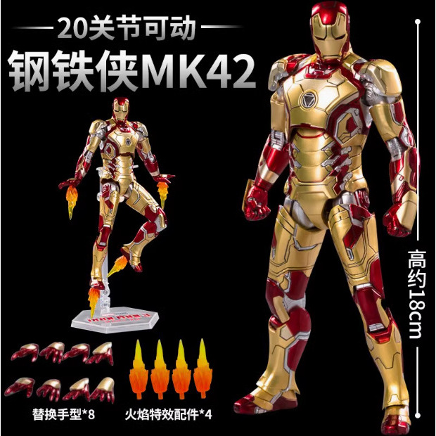 ISONA 18公分發光正版中動鋼鐵人公仔 鋼鐵人 mk85 蜘蛛人公仔 美國隊長 鋼鐵人玩具 漫威公仔 鋼鐵人可動 | 蝦皮購物