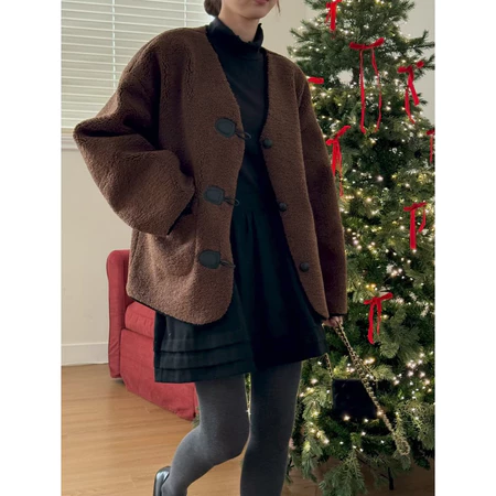 🇰🇷Nov10/ 泰迪🐻撞色毛毛外套