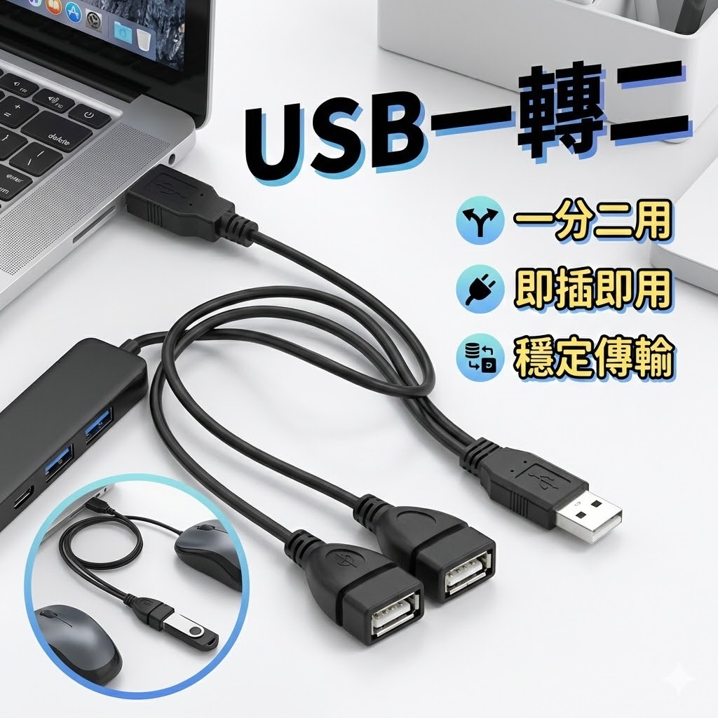 USB一轉二 轉接頭 USB分接頭 雙孔擴充器 USB延長轉接 電腦筆電擴充 | 蝦皮購物