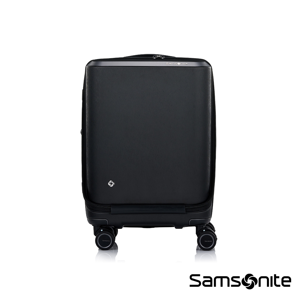 Samsonite新秀麗 20吋 EVOA Z 前開式拉絲光澤防刮防盜拉鍊輕量PC避震輪登機箱/行李箱(黑) | 蝦皮購物