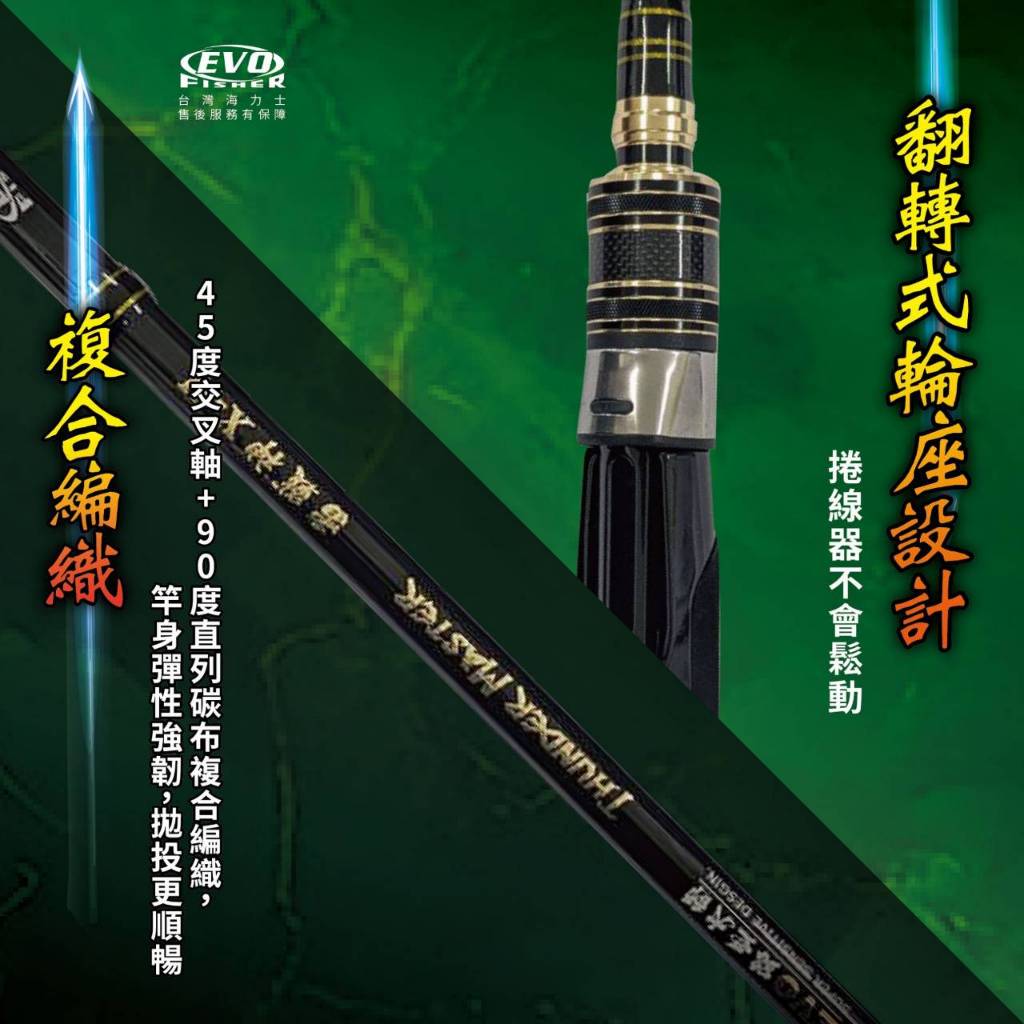鄭哥釣具】EVO 海力士雷戰神二代7尺雷強竿702XH 直柄槍柄路亞竿淡水路