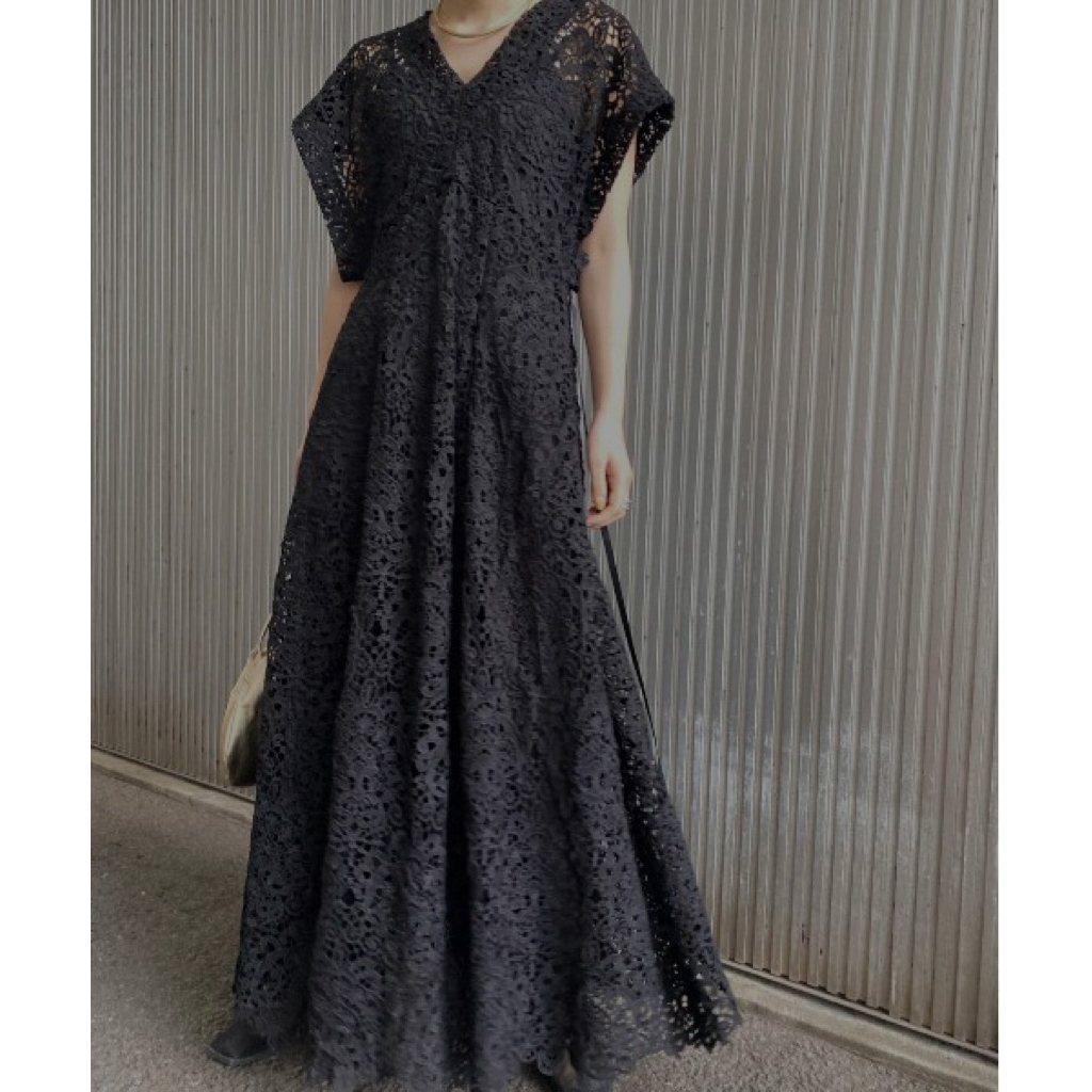 🇯🇵日本品牌Ameri vintage MEDI 2WAY FLARE CHEMICAL LACE 黑色蕾絲