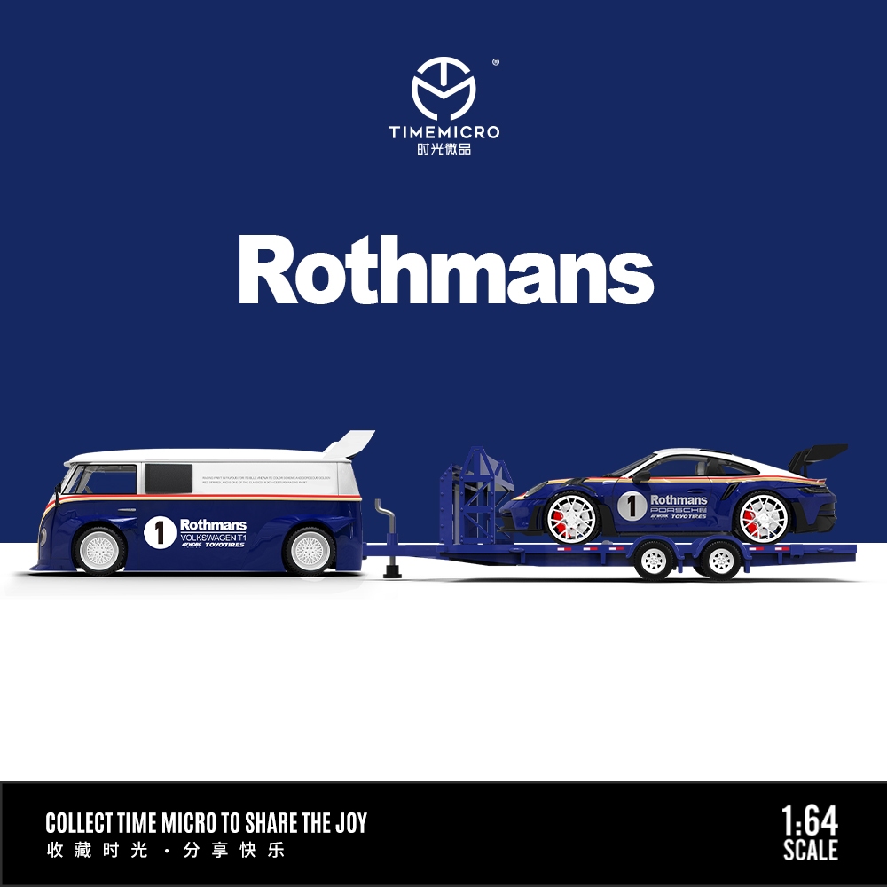 TimeMicro1/64 ROTHMANS 樂富門拖車套裝福斯T1 保時捷992 GT3 RS