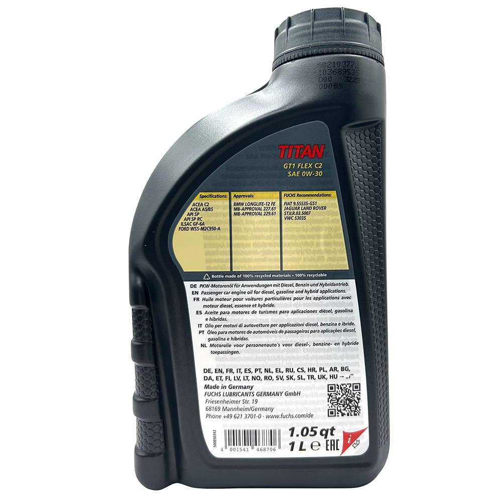 車百購整箱賣場】FUCHS TITAN GT1 FLEX C2 0W30 全合成機油長效保護