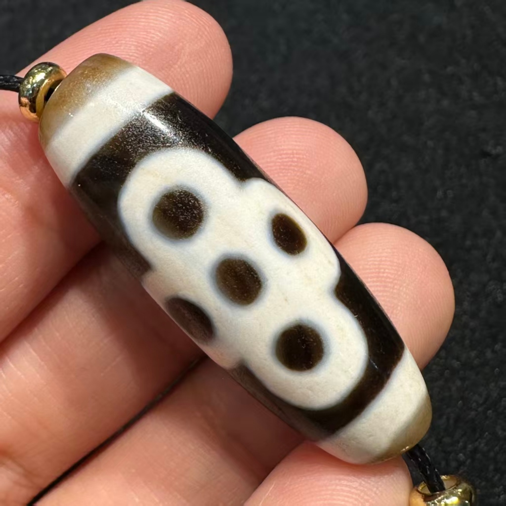 台灣現貨】行運至純天珠｜滿硃砂閃電五眼｜手工白化型二工藝｜五福加持