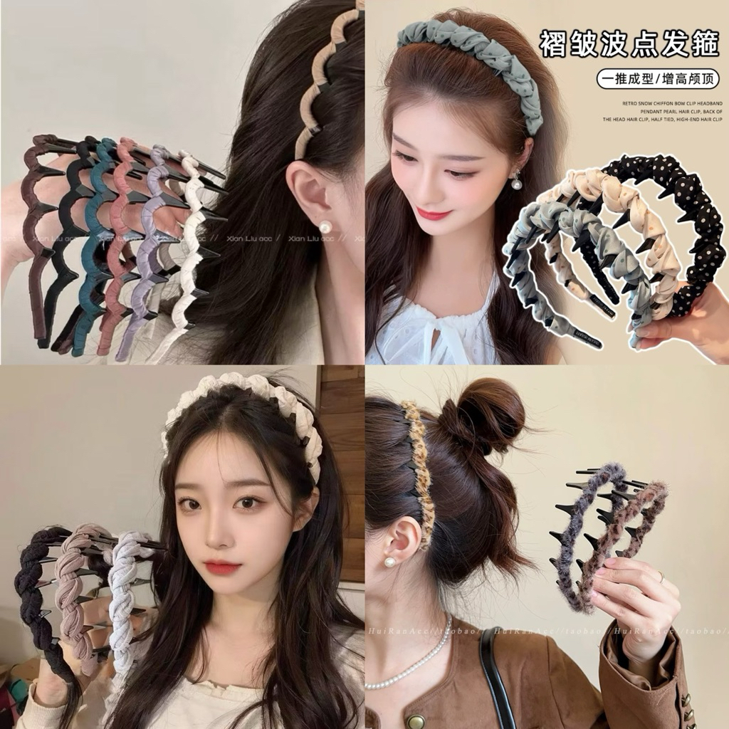 🌸臺灣現貨M15布藝纏繞帶齒防滑波浪髮箍女外出百搭壓髮洗臉髮卡高級感頭箍髮飾 | 蝦皮購物