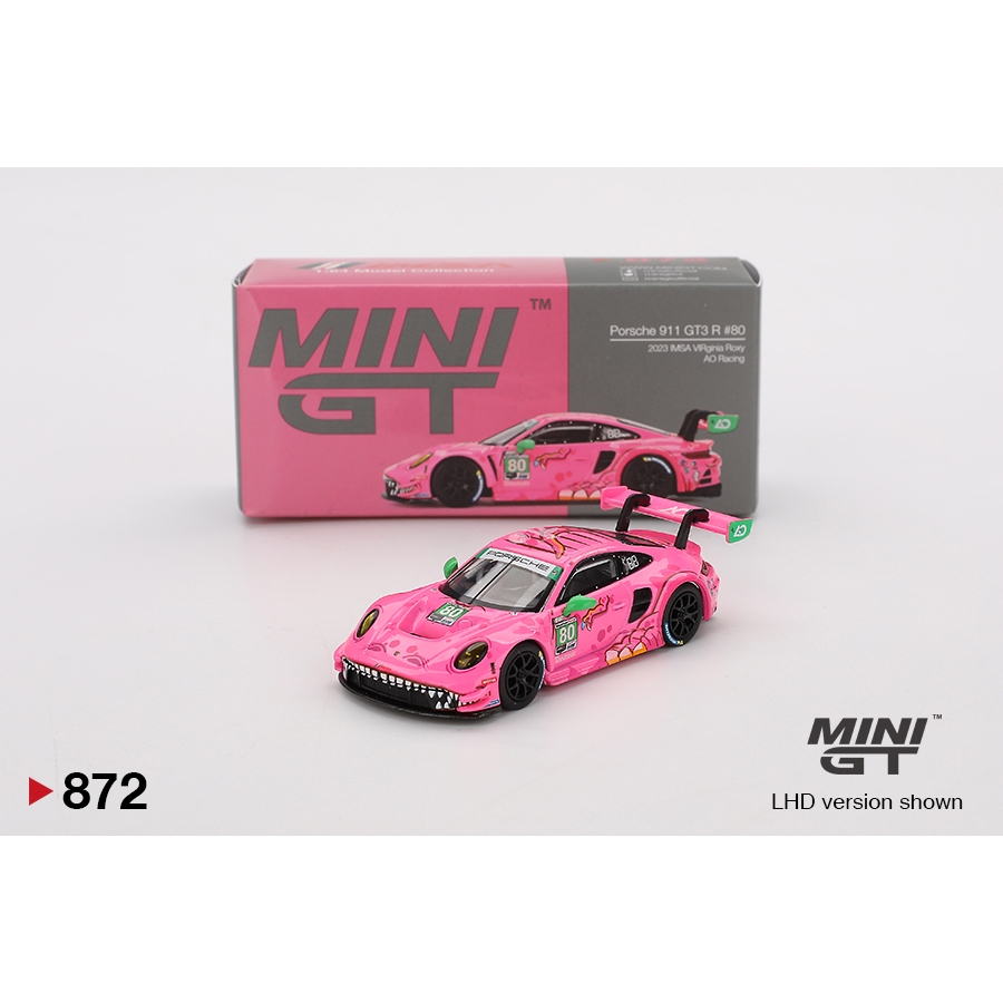 紙盒版現貨台灣代理MINI GT Porsche 911 GT3R 80 AO Racing 872 粉恐龍
