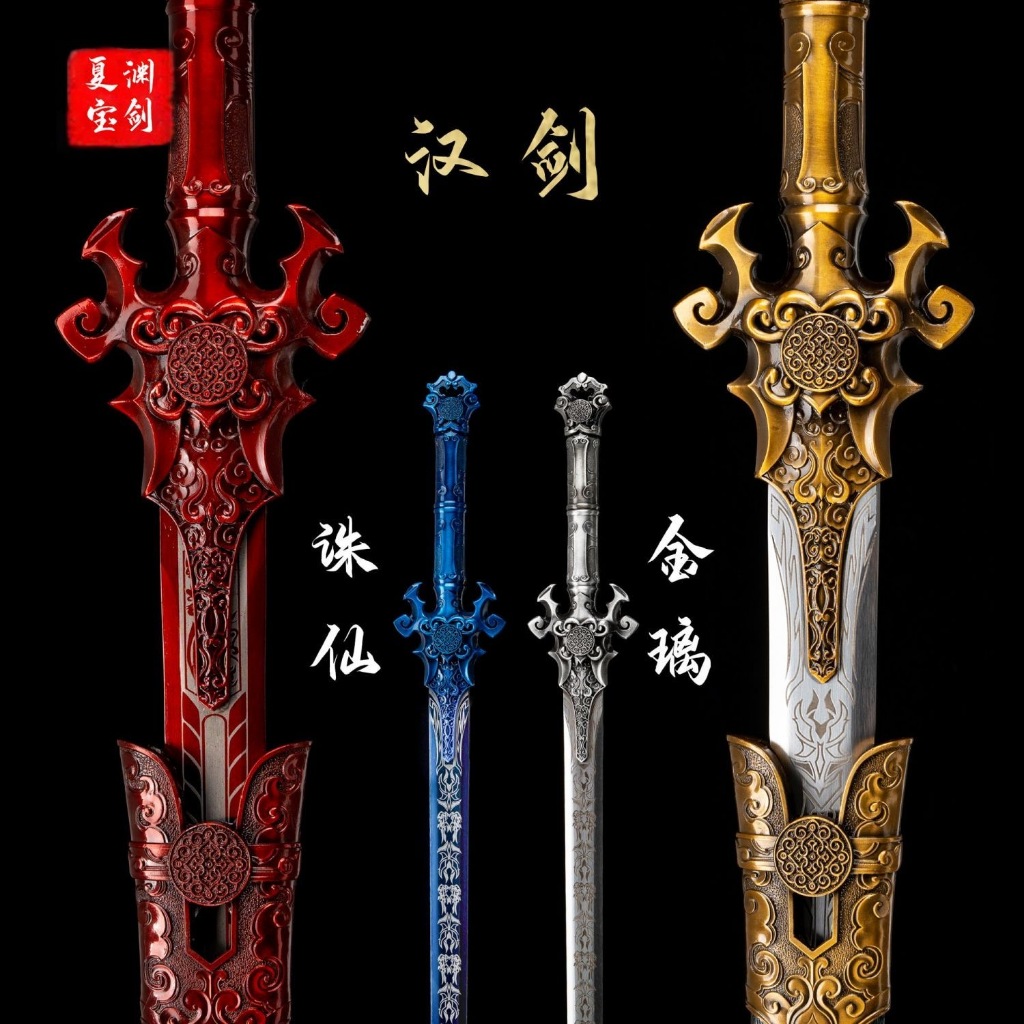 【葉字號】龍泉刀劍 金璃漢劍 紅色誅仙劍 高錳鋼一體鍛造寶劍 真劍 長劍 戰劍 鎮宅劍 唐劍 硬劍 防身收藏擺飾 未開刃 | 蝦皮購物