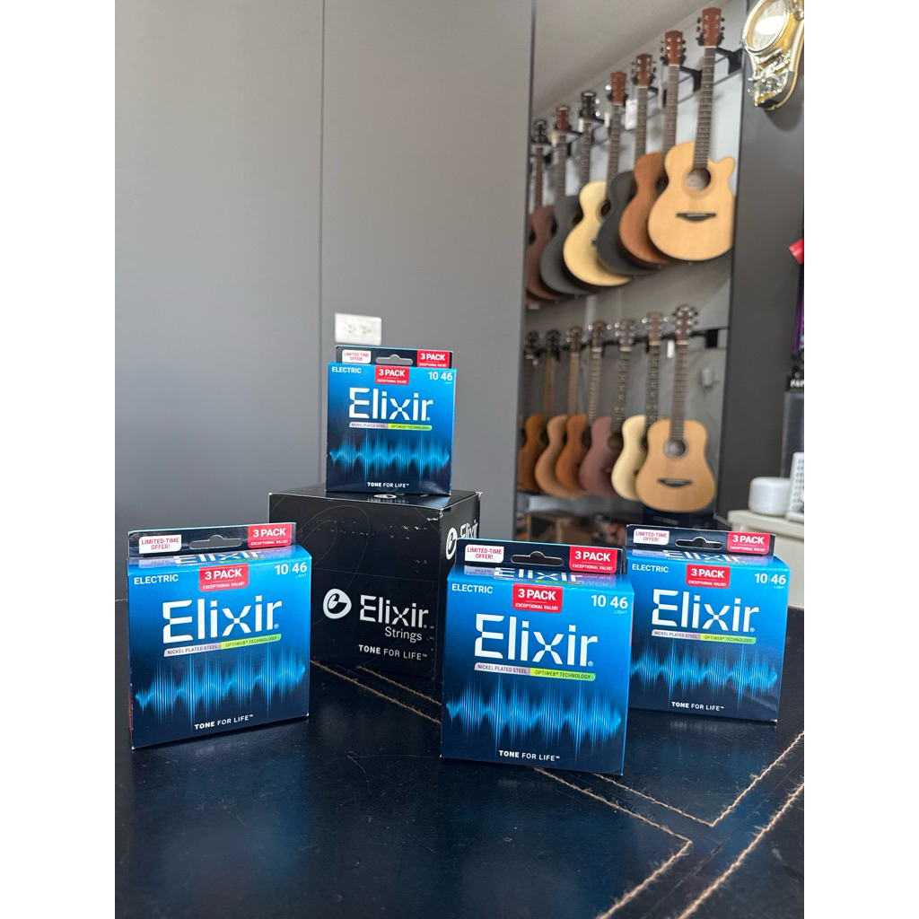 三一樂器 二送一組Elixir 16572 16552(19052)OPTIWEB防鏽包膜 電吉他弦.10-.46公司貨 | 蝦皮購物