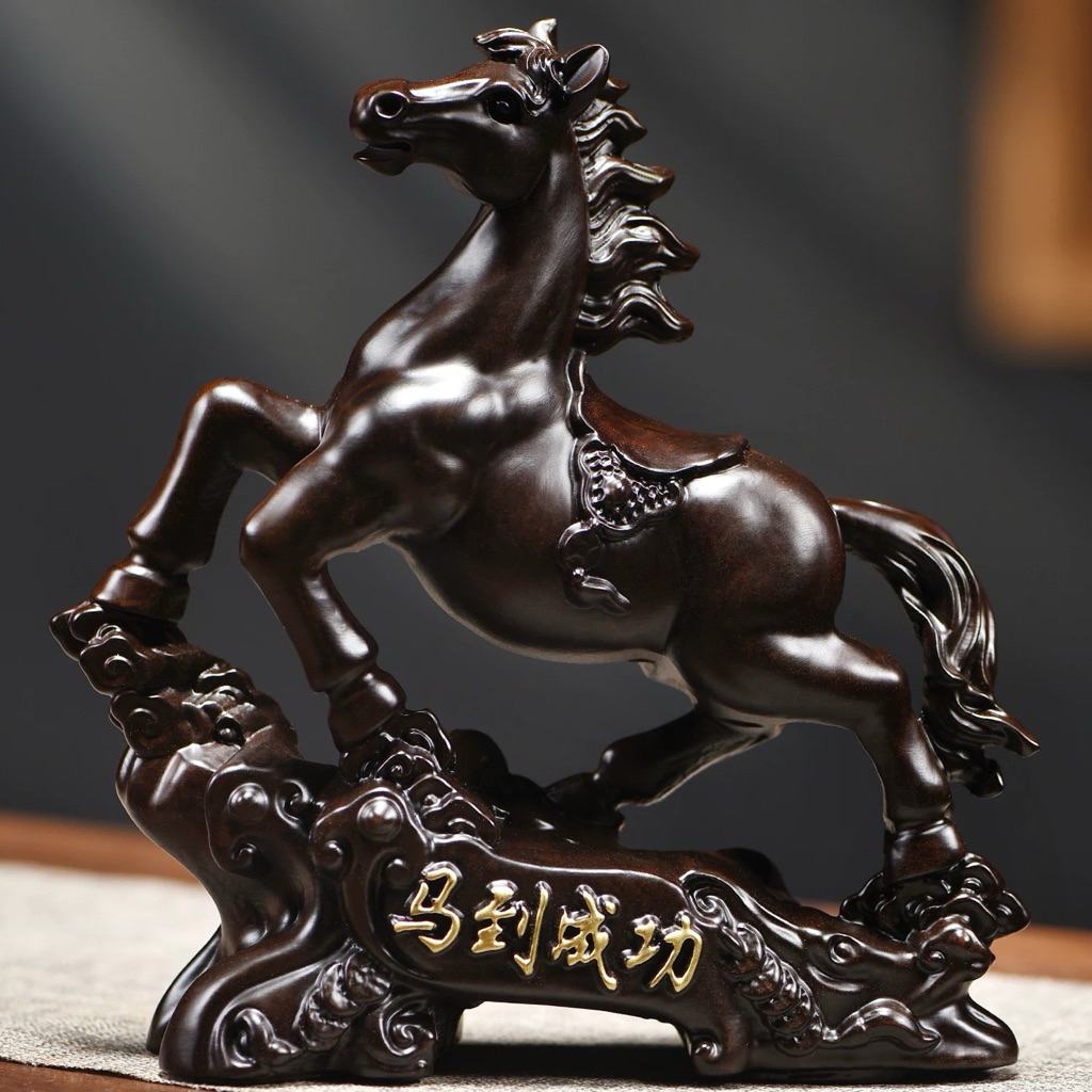 泓潤》精雕款黑檀木雕駿馬擺件馬到成功雕刻工藝品木雕馬實木家居辦公