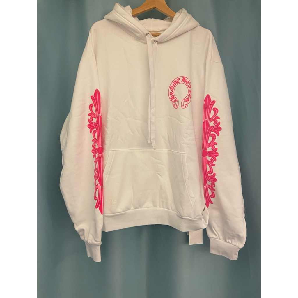 Chrome Hearts克羅心Pink Horseshoe Floral Sleeve Hoodie帽T連帽上衣
