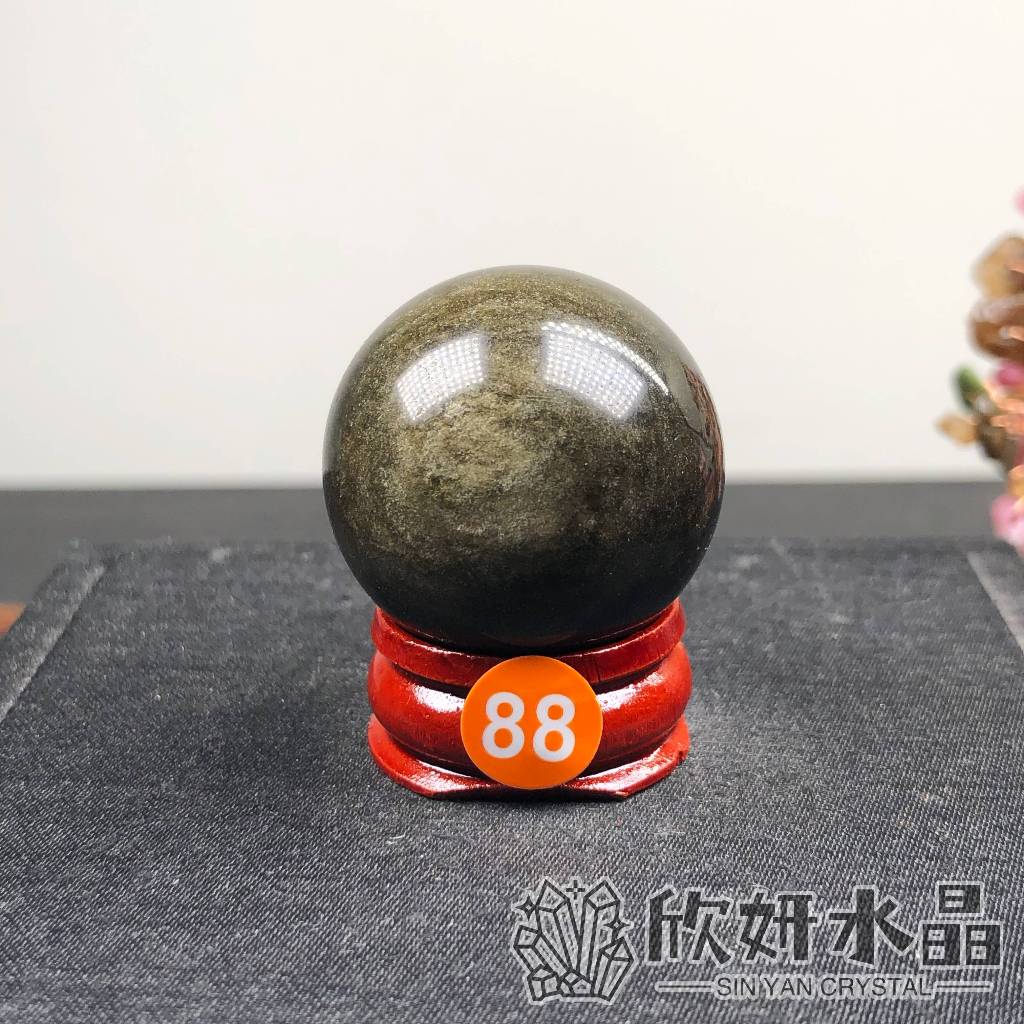 欣小妞】黑曜石水晶球水晶黑曜球金曜球金沙黑曜石黑曜石水晶金沙黑曜石