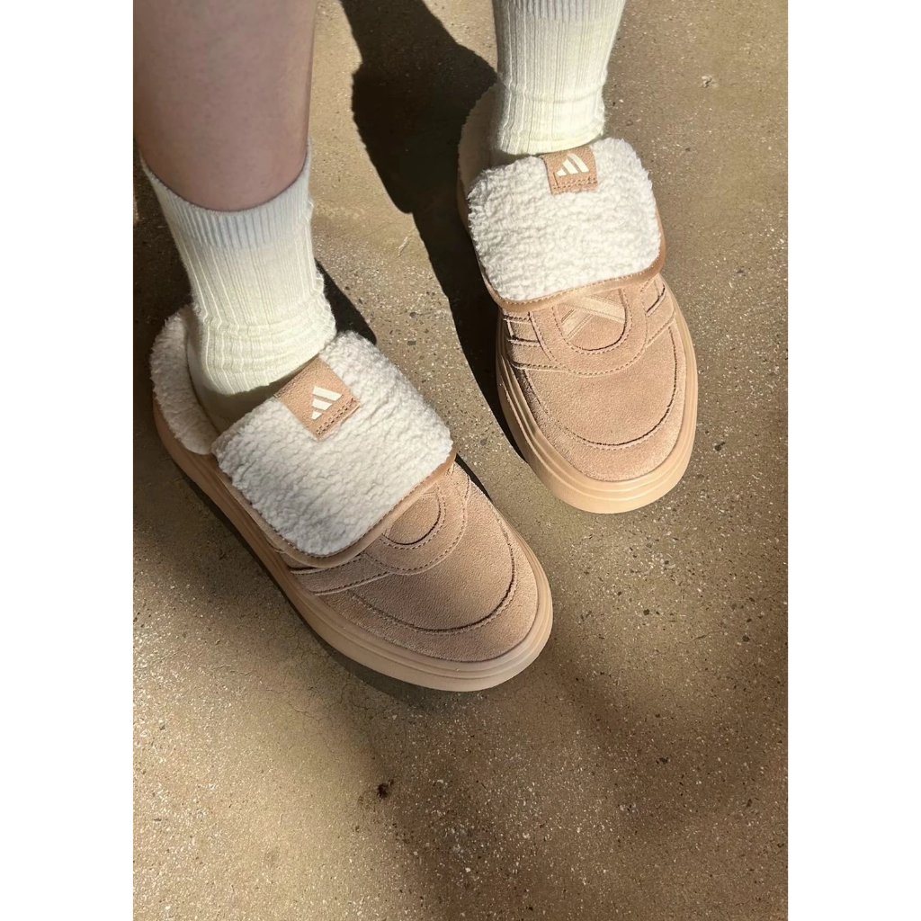 ADIDAS GRAND COURT MULE 翻鞋舌懶人鞋厚底麵包鞋拖鞋JS4997 奶油