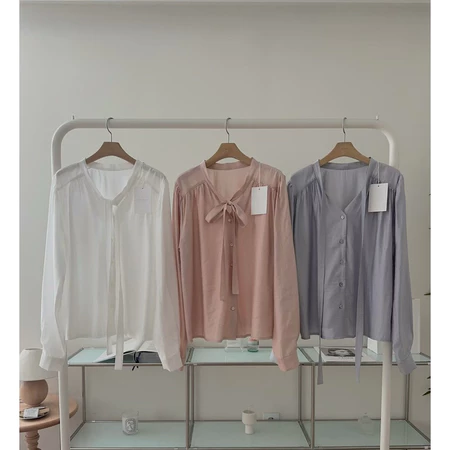 🇰🇷Oct05/ 歐膩推薦✨可鹽可甜綁帶光澤感長袖上衣