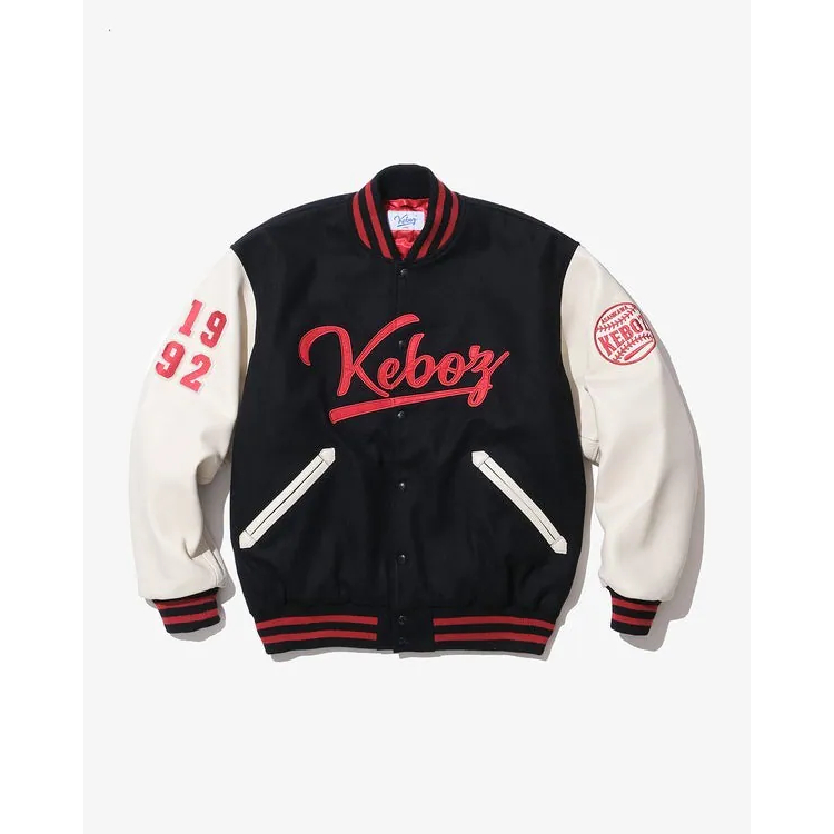 KEBOZ Melton Leather Varsity Jacket | 蝦皮購物