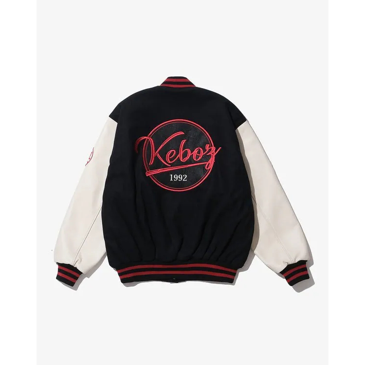 KEBOZ Melton Leather Varsity Jacket | 蝦皮購物