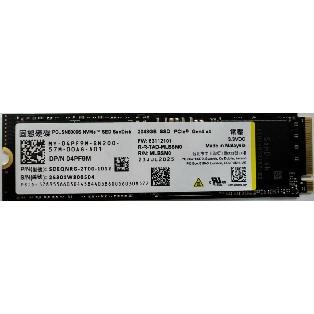 9.9成新 2280 SanDisk PC SN8000S M.2 SSD Gen4 2T | 蝦皮購物