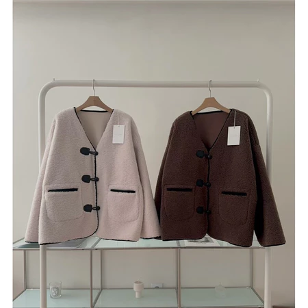 🇰🇷Nov10/ 泰迪🐻撞色毛毛外套