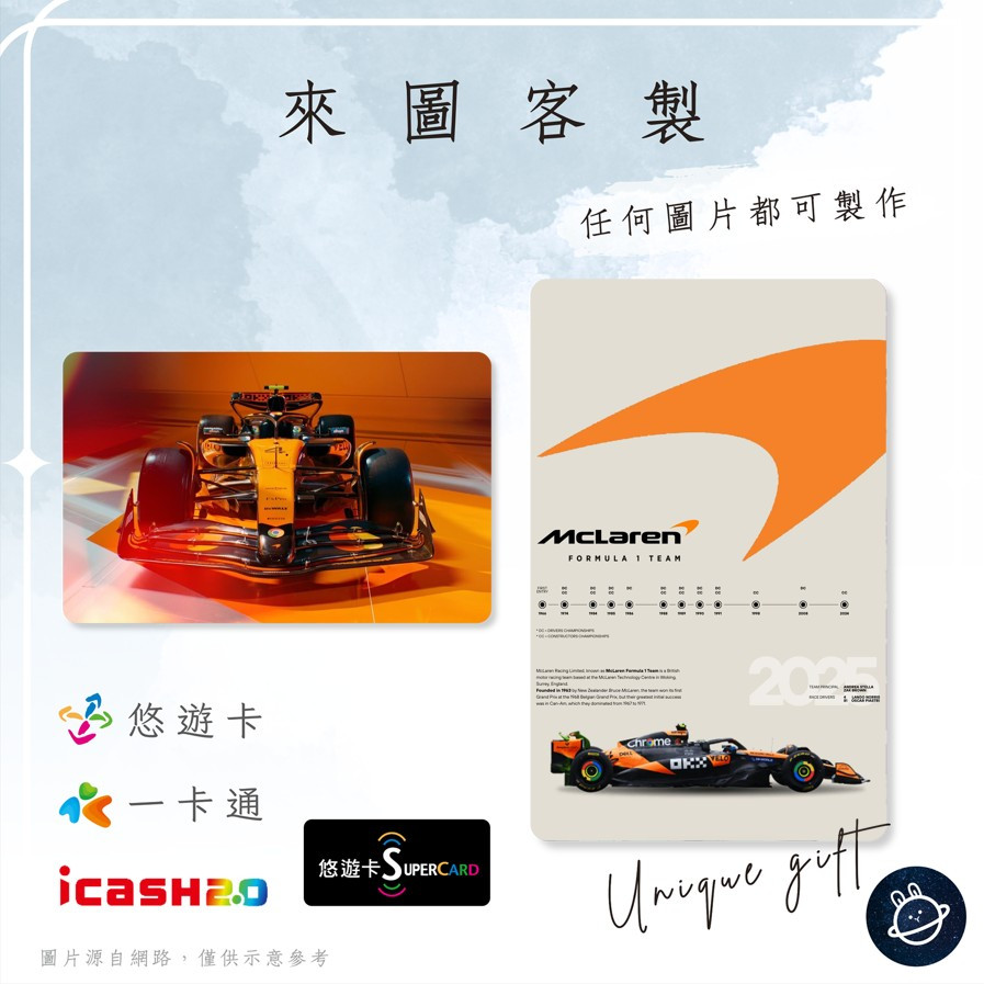 邦🌟超級悠遊卡icash一卡通 麥拉倫車隊 McLaren Racing Formula One F1方程式賽車 客製化 | 蝦皮購物