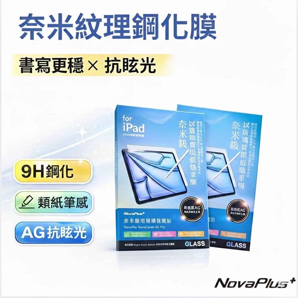 NovaPlus AG抗眩光奈米紋理 iPad Air 11 吋 (第 6 代,2024,M2) 9H 鋼化玻璃膜