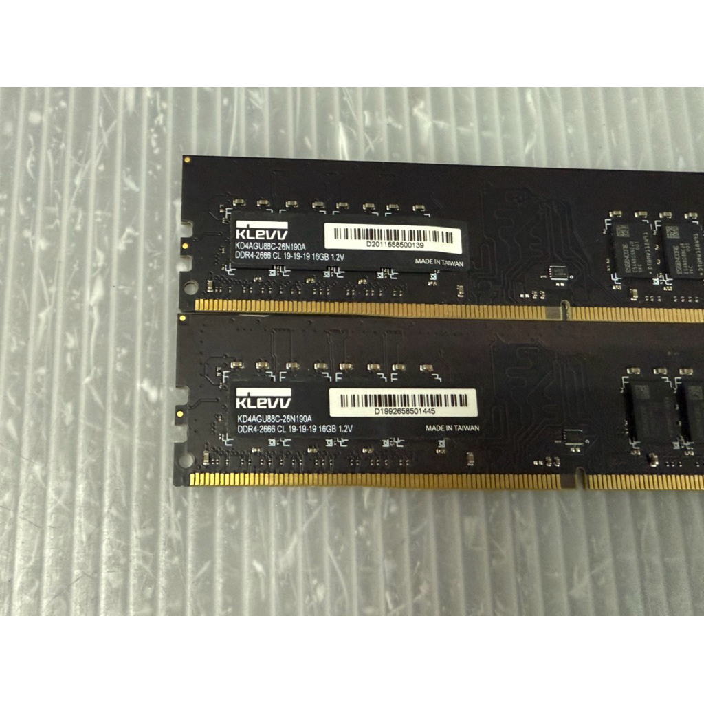 科賦KLEVV DDR4 2666 16G X2 共32GB 雙通道組/雙面顆粒/桌上型記憶體