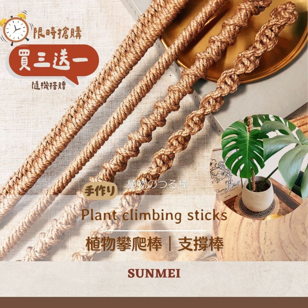 【森美植所】植物攀爬棒限時搶購＂買三送一＂支撐棒/束帶/蘭花夾/手工編織/洞洞蔓綠絨/椰纖棒/水苔棒/觀葉 | 蝦皮購物