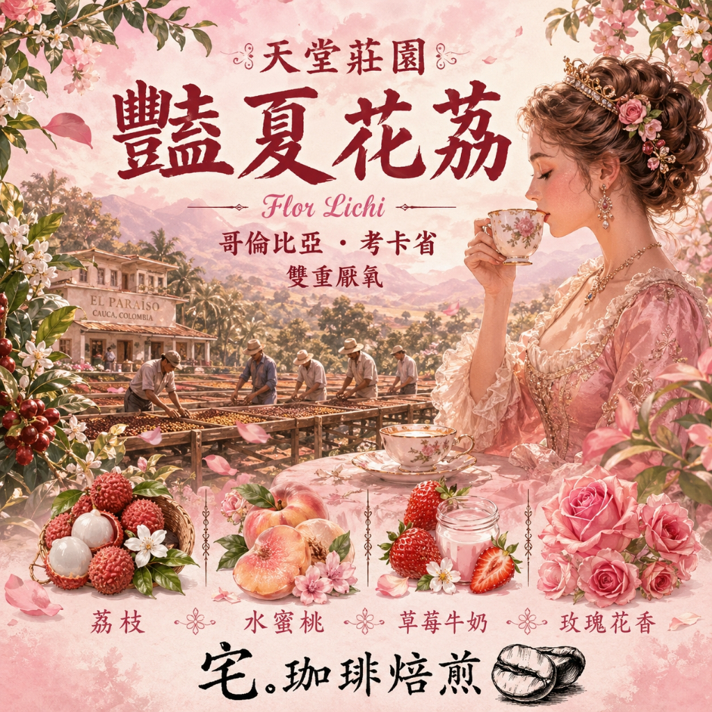 📢2入組優惠實施中☕哥倫比亞・天堂莊園系列【豔夏花荔｜蜜桃荔荔