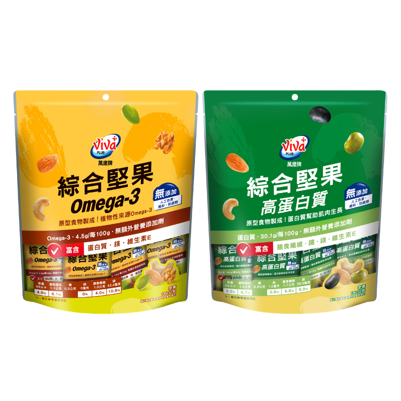 台湾萬歲商品 萬歲牌】機能堅果系列-綜合堅果/高蛋白質綜合堅果(15g*12包/袋