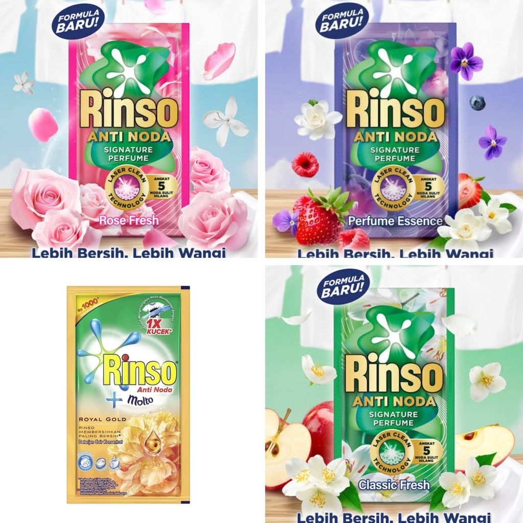 RINSO CAIR SACHET SABUN DETERGENT ANTI NODA + MOLTO | 蝦皮購物