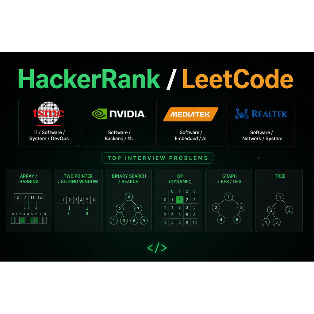 HackerRank / LeetCode 面試考古題｜近兩年實際面試手動收集｜台積電 輝達 聯發科 瑞昱 高頻題 | 蝦皮購物