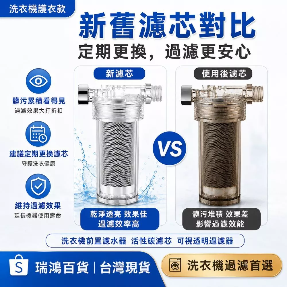 前置濾水器 活性碳濾心 透明可視 通用接頭