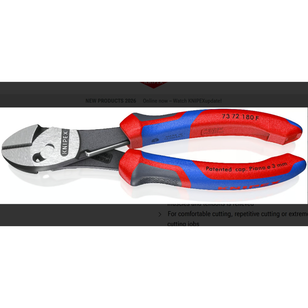 美德工具】特價Knipex 73 72 180 F TwinForce雙鉸接斜口鉗(自動復位