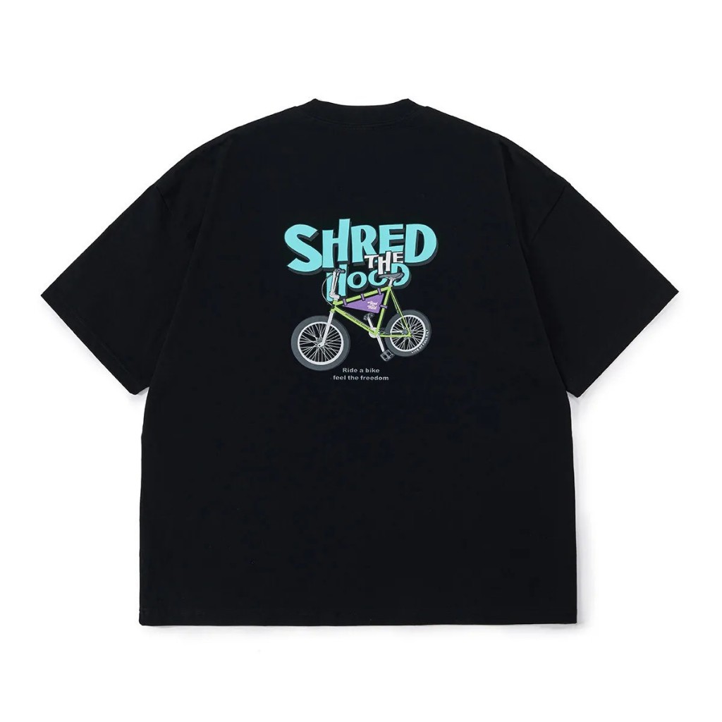 【P.COAST LAB】Broshood 26SS24 日系寬鬆休閒街頭卡通單車印花短袖圓領T恤（黑色） | 蝦皮購物