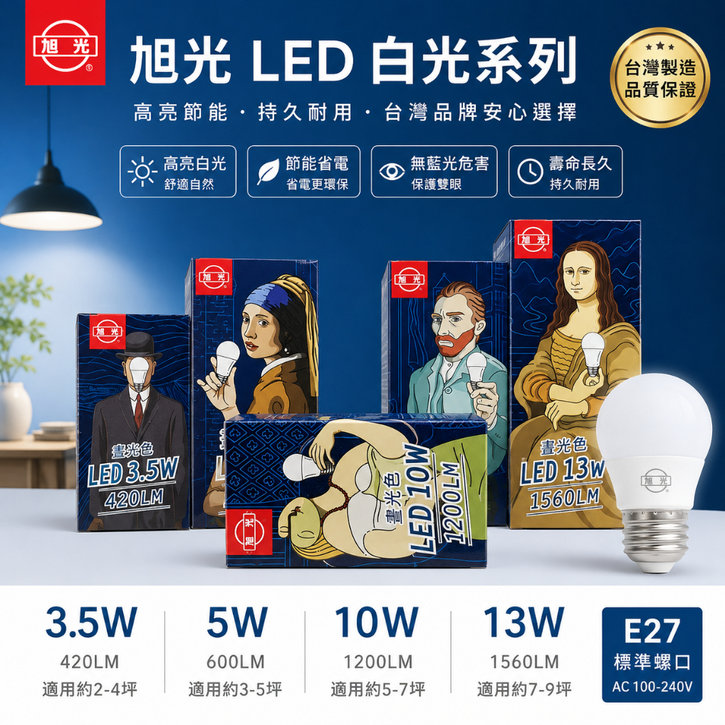 白光LED系列 旭光 LED球泡燈 / 高光效 LED白光燈泡 省電燈泡 高效能省電燈泡 LED 3.5W-16W燈泡 | 蝦皮購物
